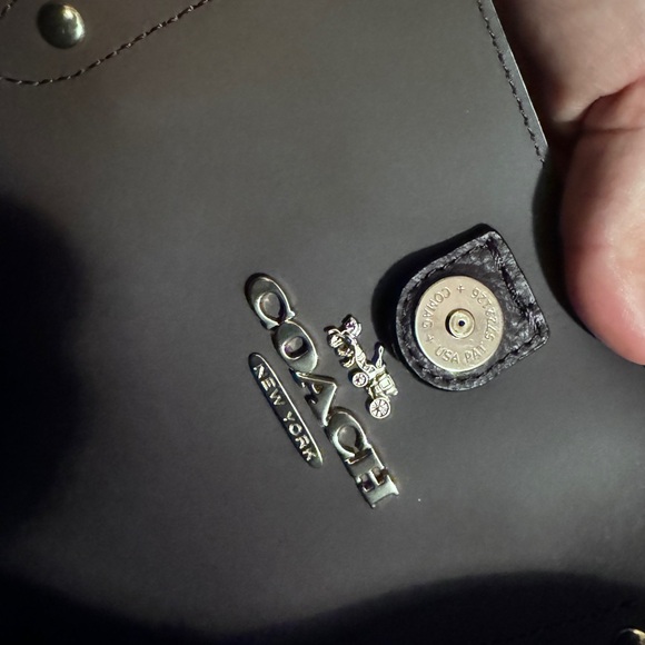 Coach Town Leather Tote - Black/Merlot - Picture 7 of 8